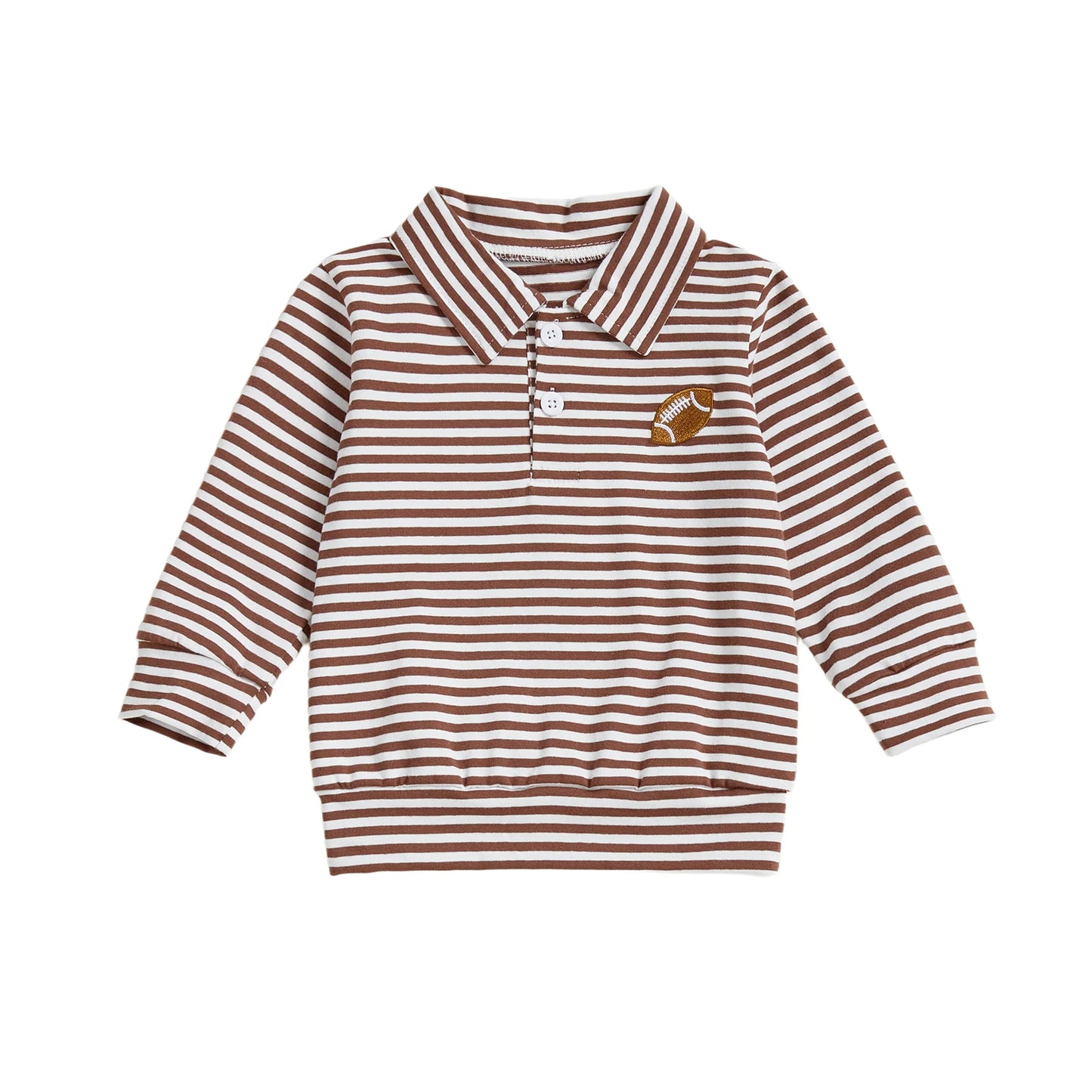 Toddler Boy Football Stripe Sweatshirt – Fall – Long Sleeve Lapel Top