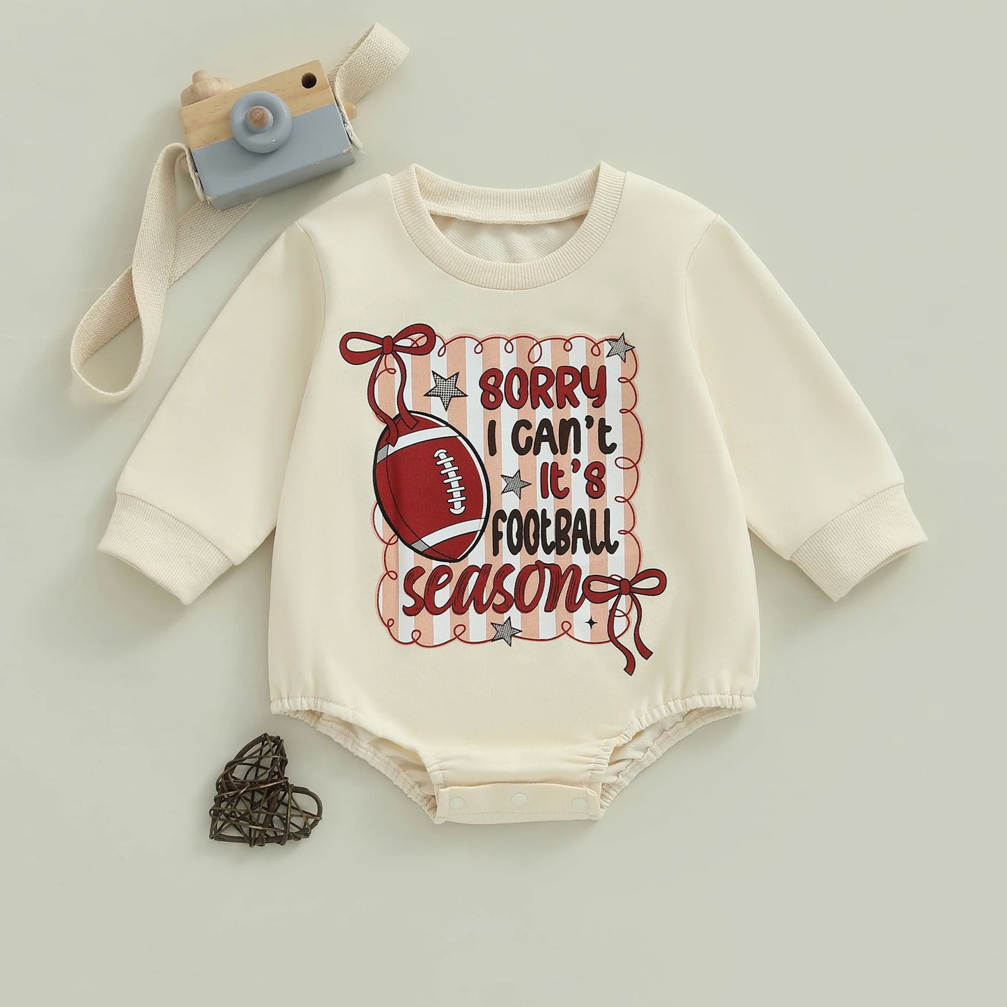 Baby Girl Football Game Day Romper – Fall – Long Sleeve Bubble Jumpsuit
