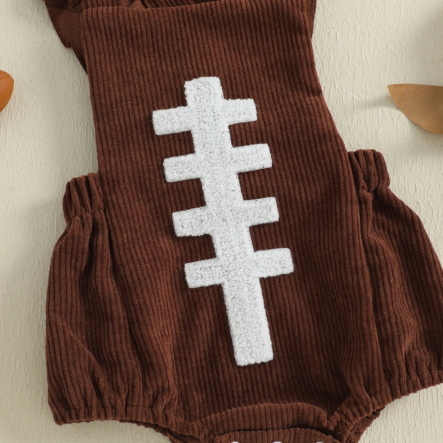Baby Girl Football Romper & Bow Headband – Fall/Autumn – Sleeveless Outfit Set