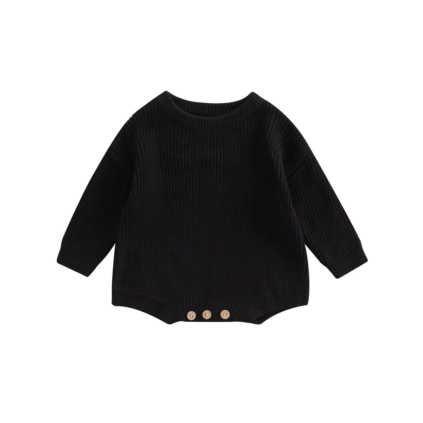 Gender Neutral Baby Toddler Knit Round Neck Long Sleeve Bodysuit