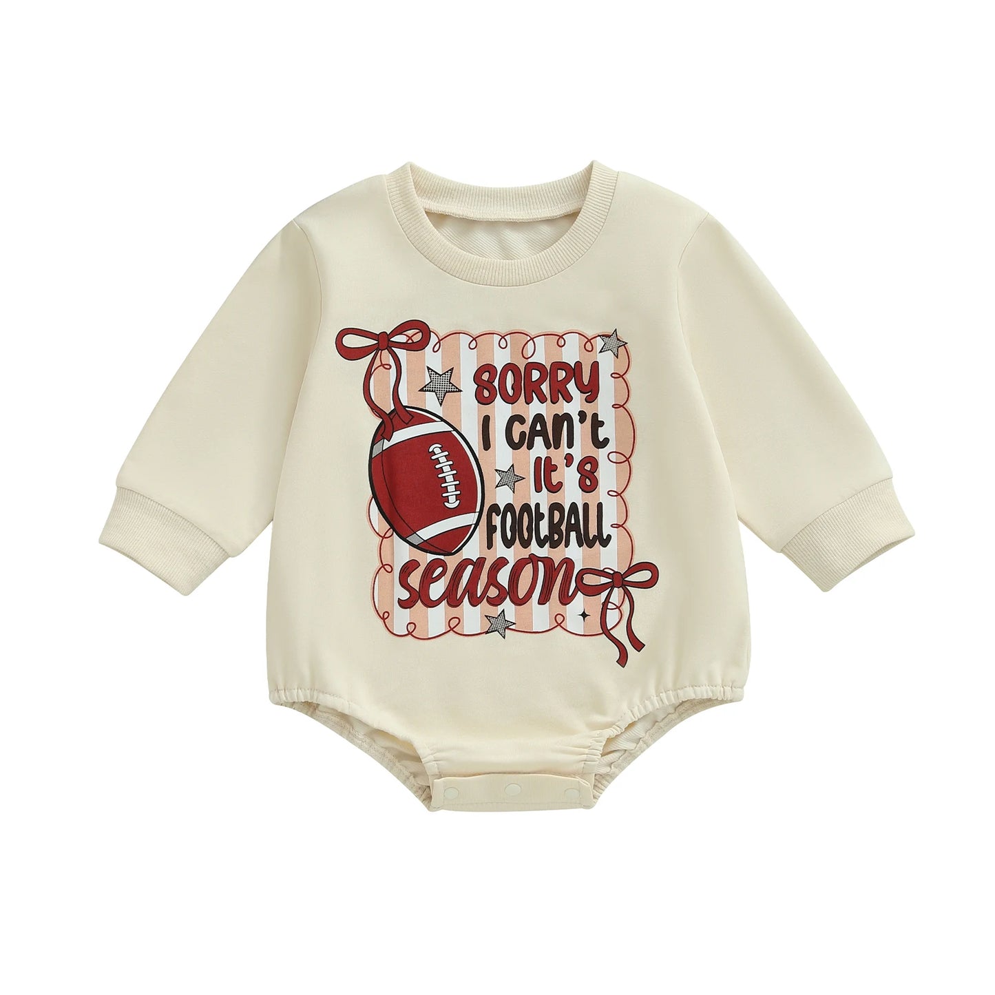 Baby Girl Football Game Day Romper – Fall – Long Sleeve Bubble Jumpsuit