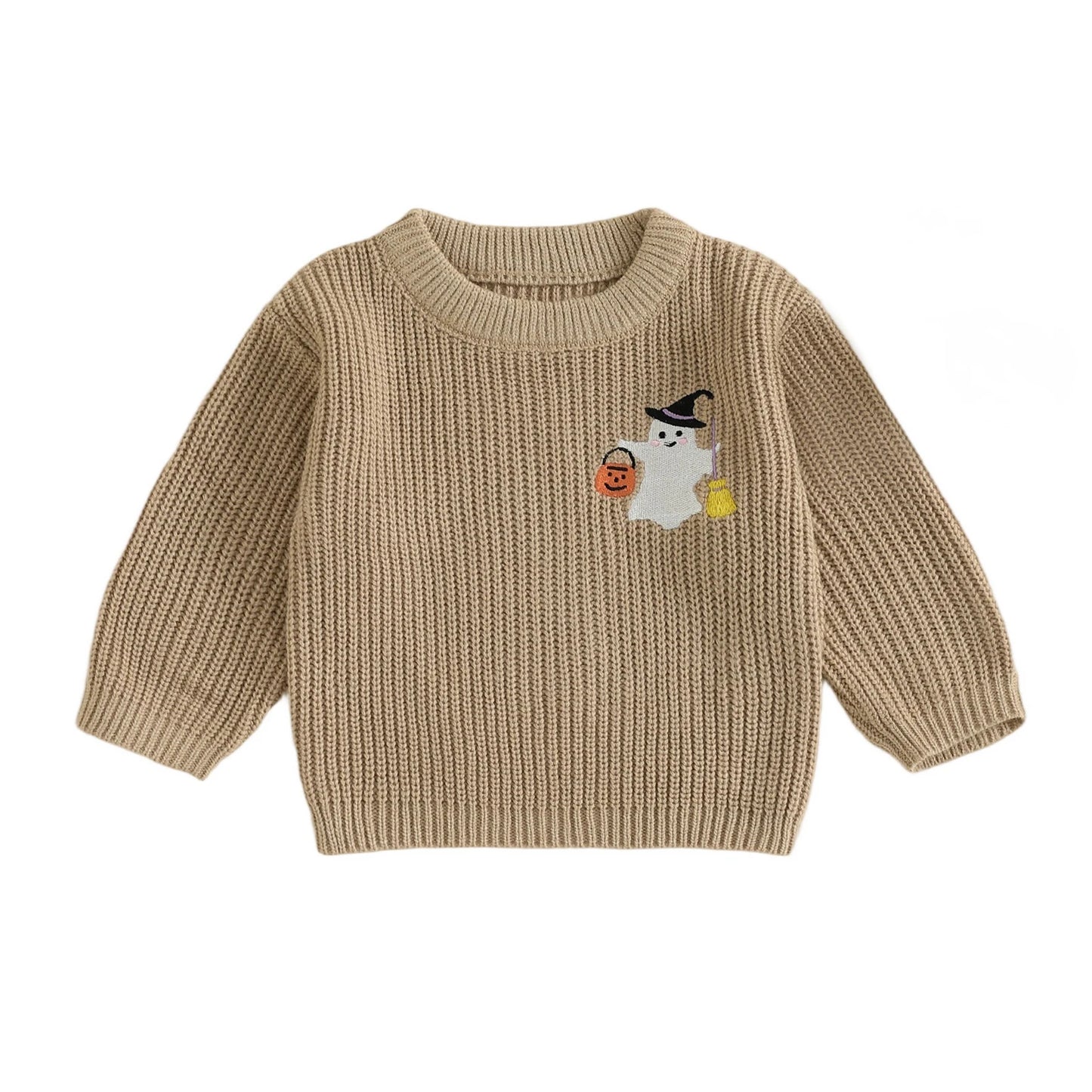 Baby & Toddler Halloween Ghost Sweater – Fall – Warm Knit Long Sleeve Top