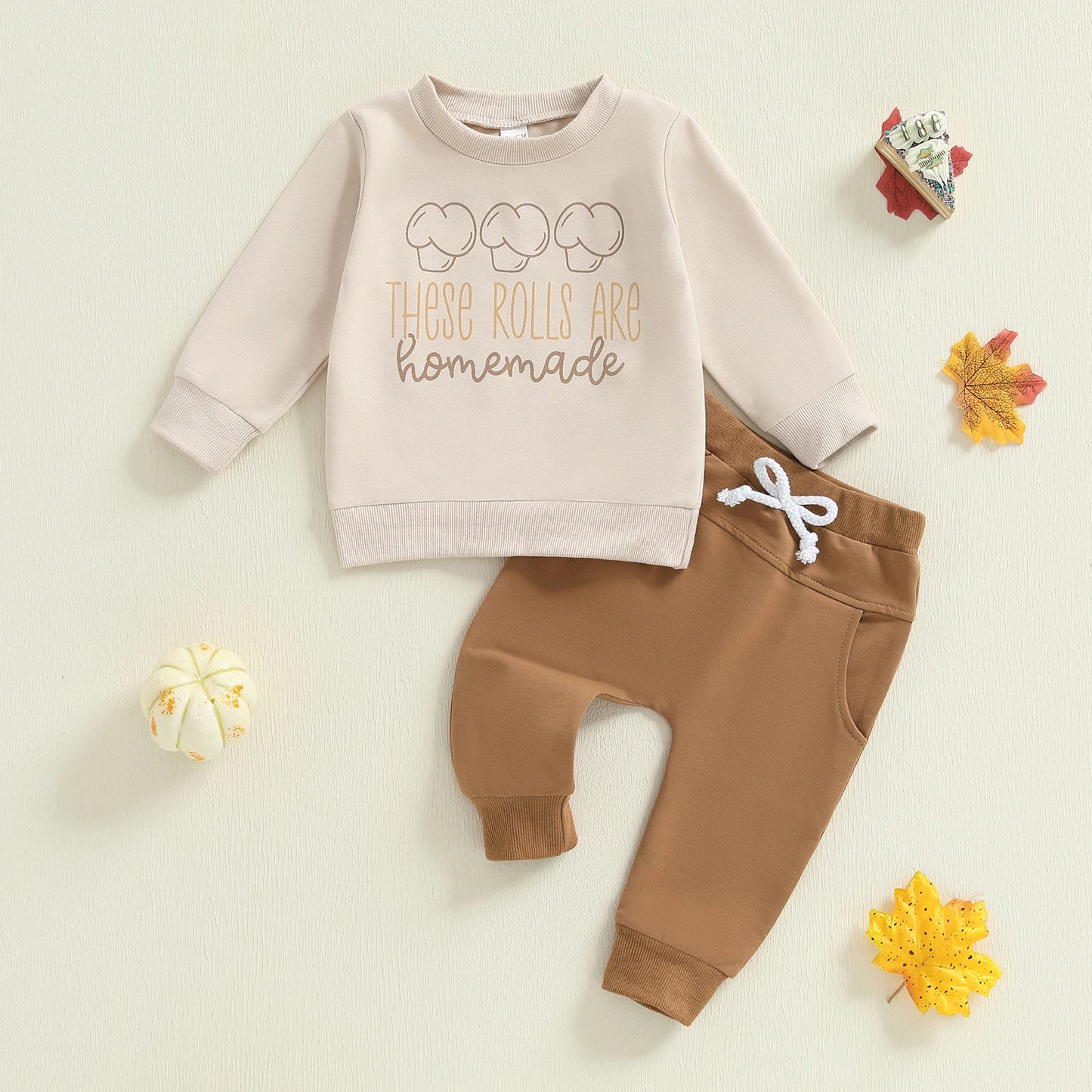 Baby & Toddler Thanksgiving Outfit – Fall – Long Sleeve Top & Elastic Pants 2‑Piece Set