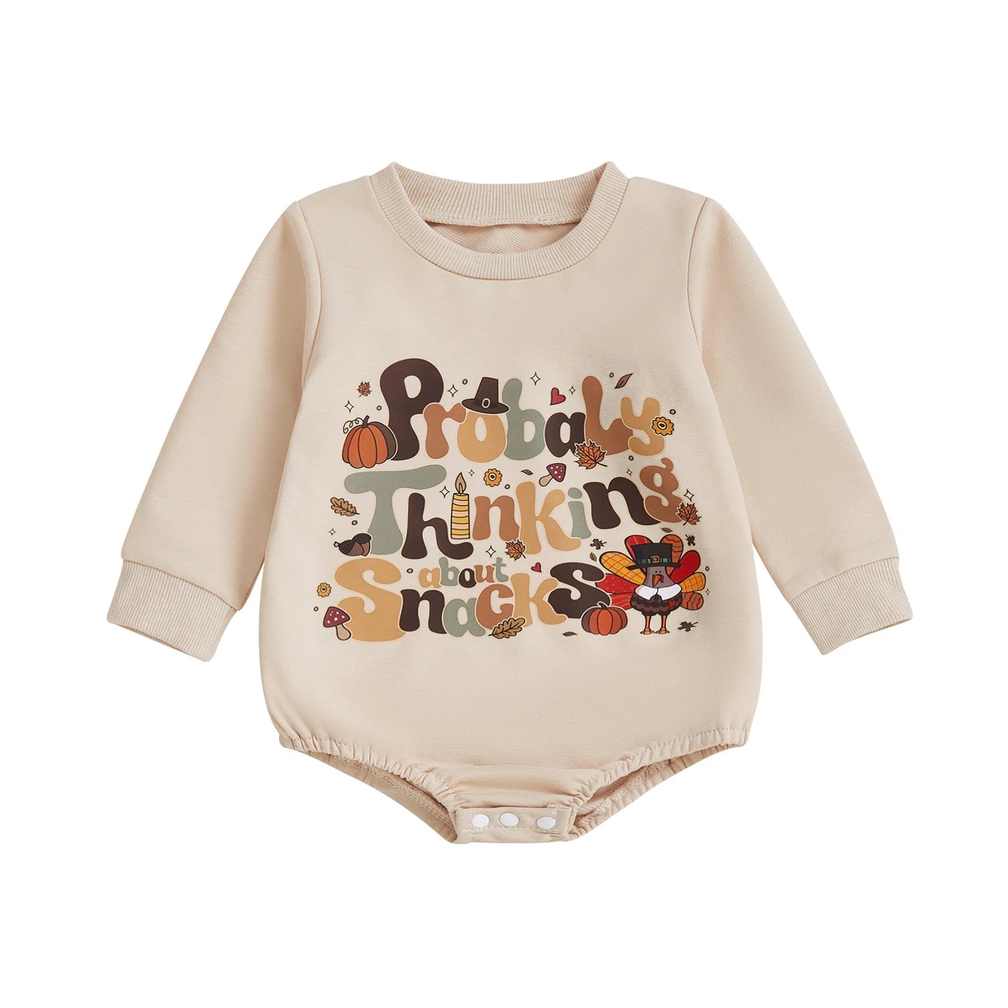Baby Thanksgiving Letter Romper – Fall – Long Sleeve Bodysuit