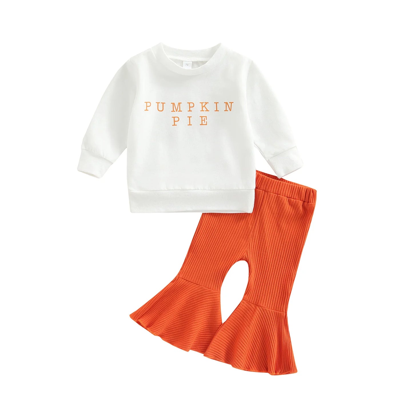 Baby Girl Pants Set Halloween Letters Long Sleeve Sweater Tops High Waist Flared Trousers