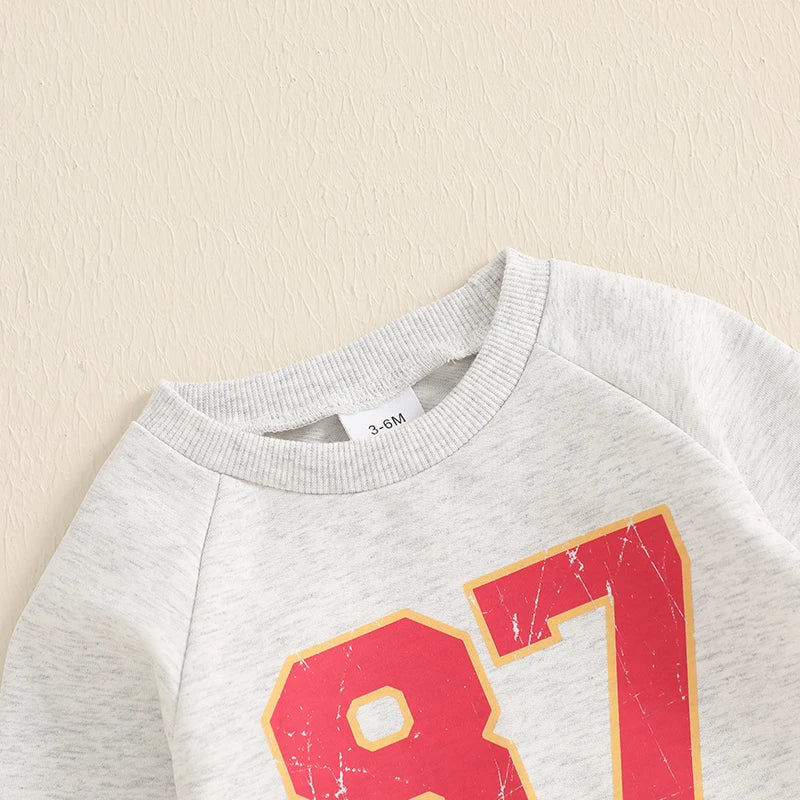 Baby Gender Neutral Football #87 Romper – Fall – Ribbed Long Sleeve Bodysuit (Infant/Toddler)