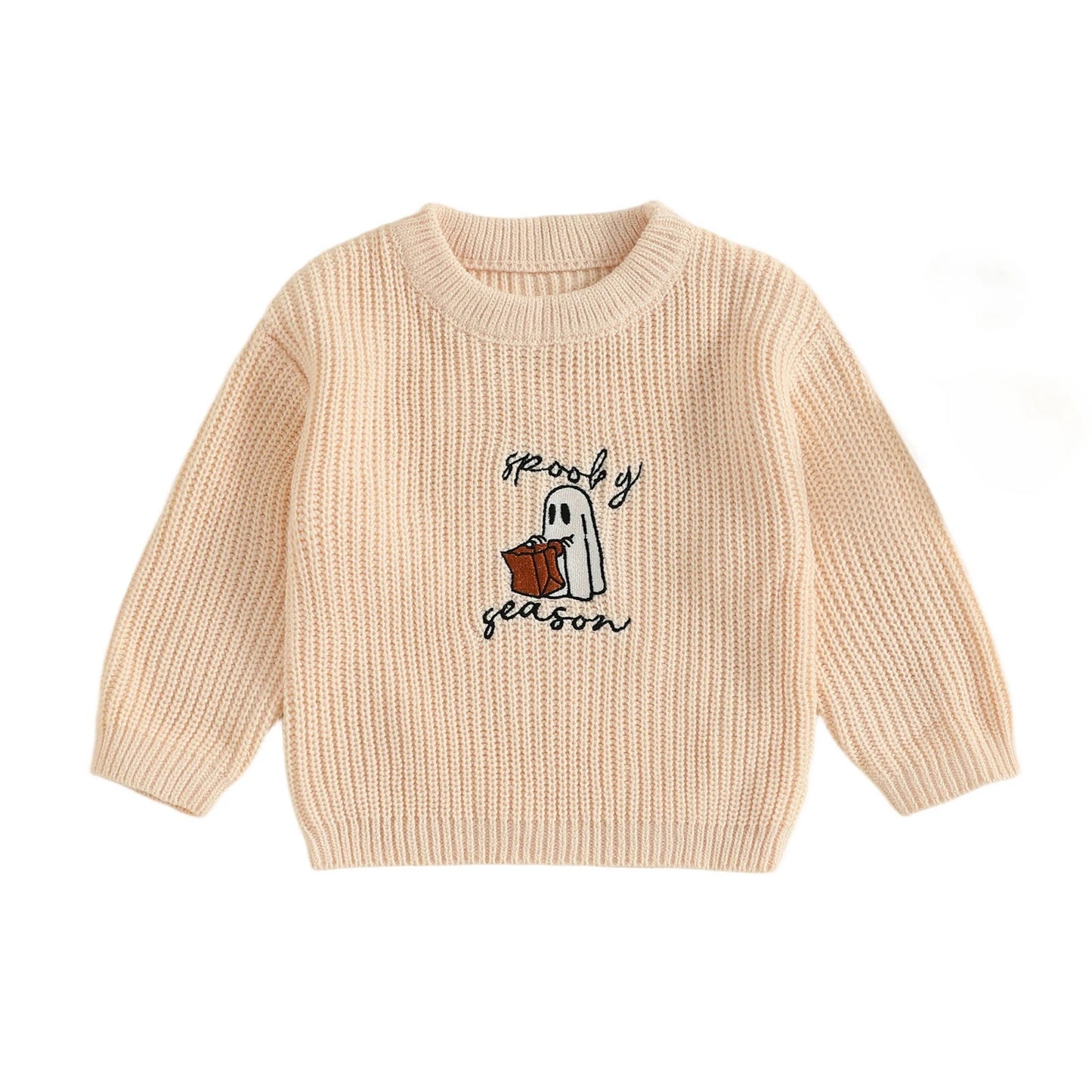 Baby & Toddler Halloween Ghost Sweater – Fall – Warm Knit Long Sleeve Top