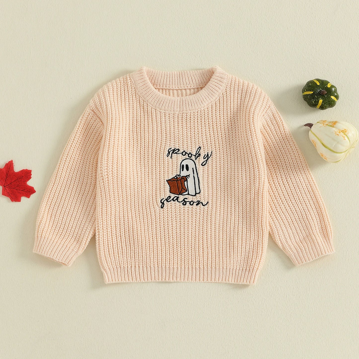 Baby & Toddler Halloween Ghost Sweater – Fall – Warm Knit Long Sleeve Top