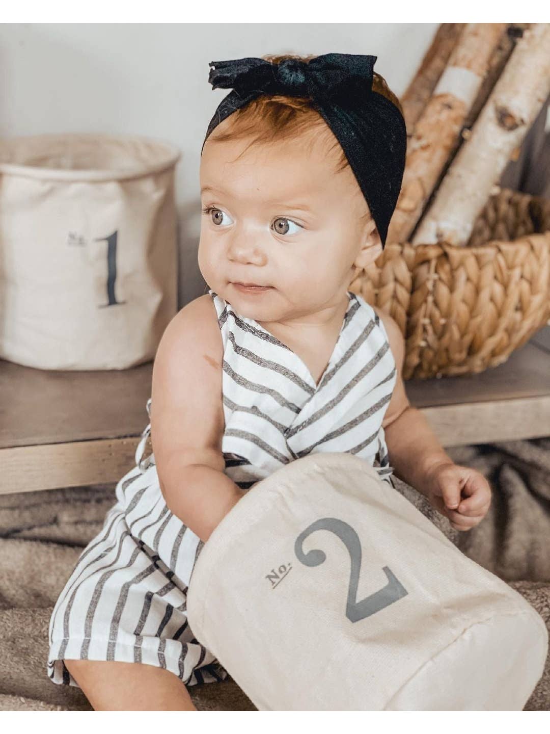 V-Neck Striped Romper with Tie Belt