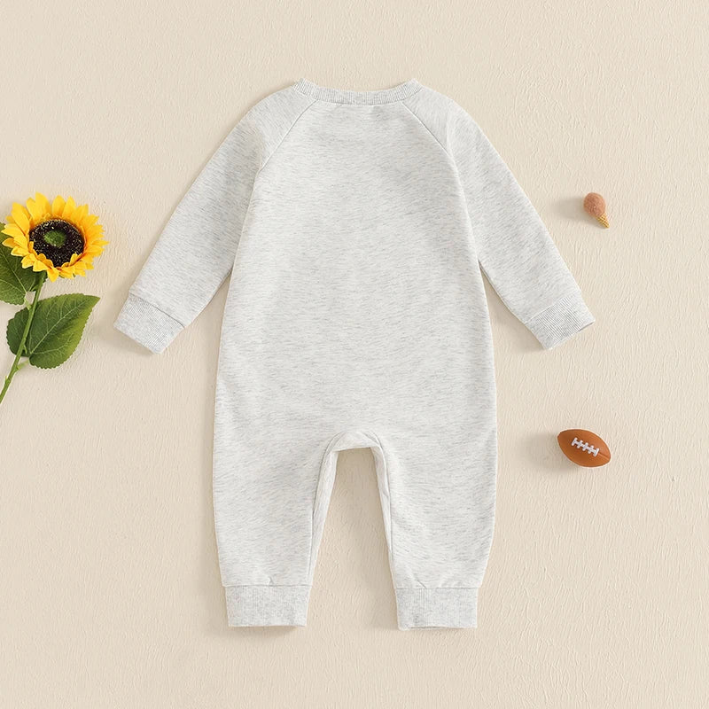 Baby Gender Neutral Football #87 Romper – Fall – Ribbed Long Sleeve Bodysuit (Infant/Toddler)