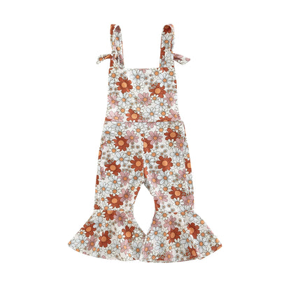 Toddler Baby Kid Girl Romper Sleeveless Off Shoulder Flower Print Loose Long Ruffle Romper