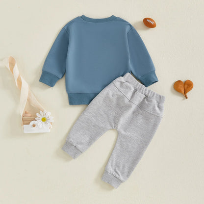 Baby Boy Football 2‑Piece Fall Outfit – Daddy’s Lil MVP