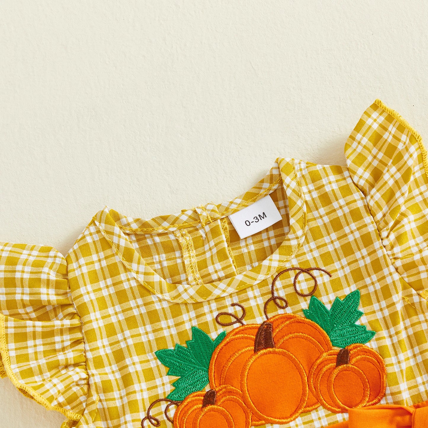 Baby Girl Pumpkin Plaid Romper – Fall/Spring – Infant/Toddler Playsuit