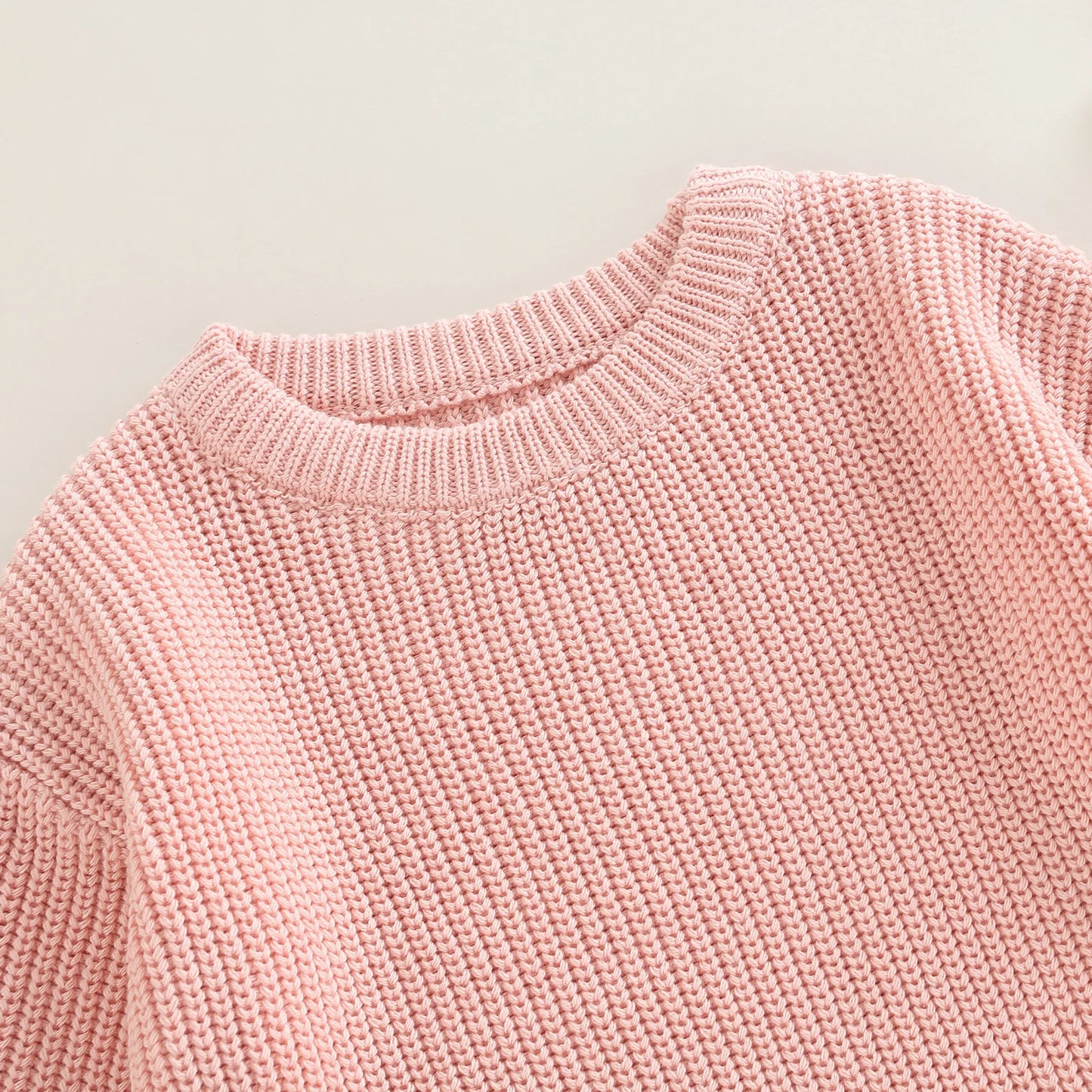 Gender Neutral Baby Toddler Knit Round Neck Long Sleeve Bodysuit