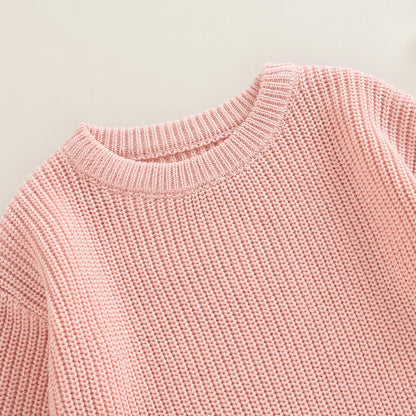 Gender Neutral Baby Toddler Knit Round Neck Long Sleeve Bodysuit