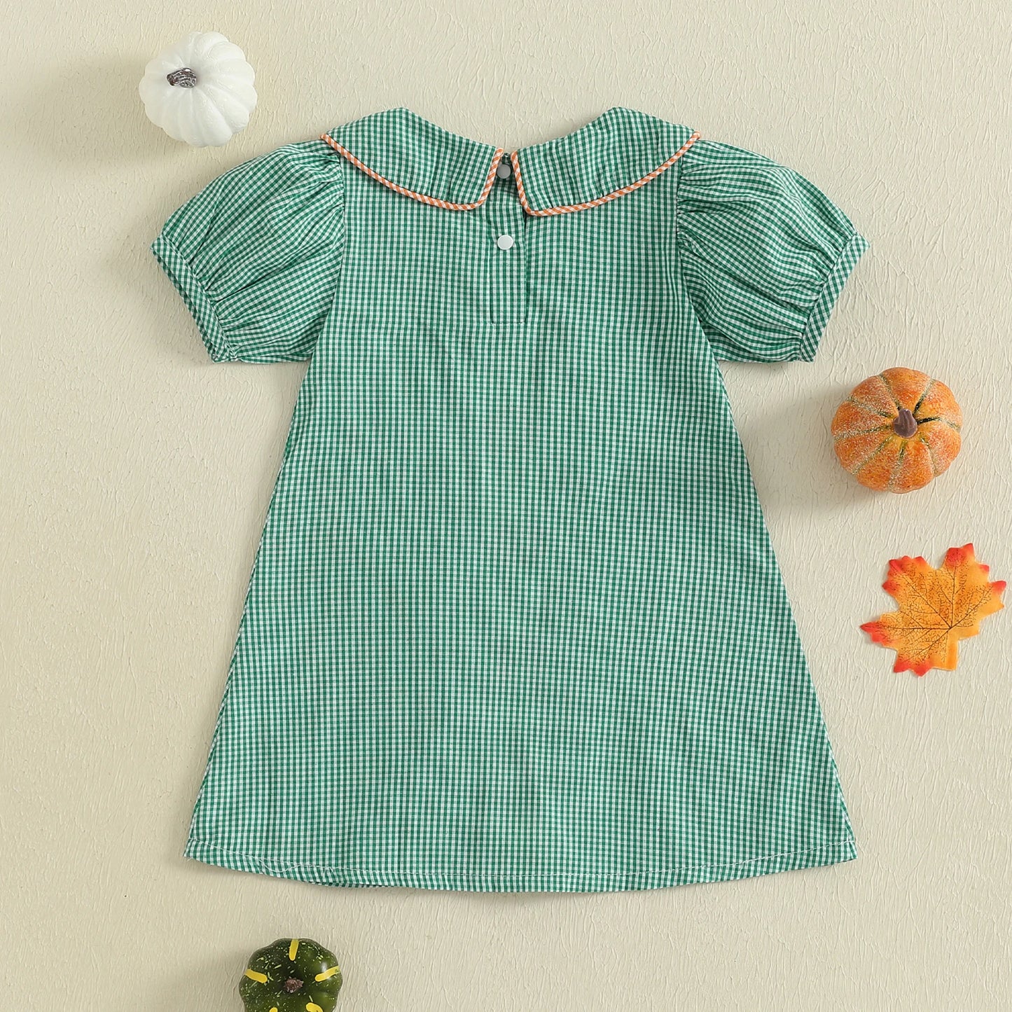 Baby Girl Pumpkin Plaid Dress – Autumn/Fall – Toddler Halloween Outfit