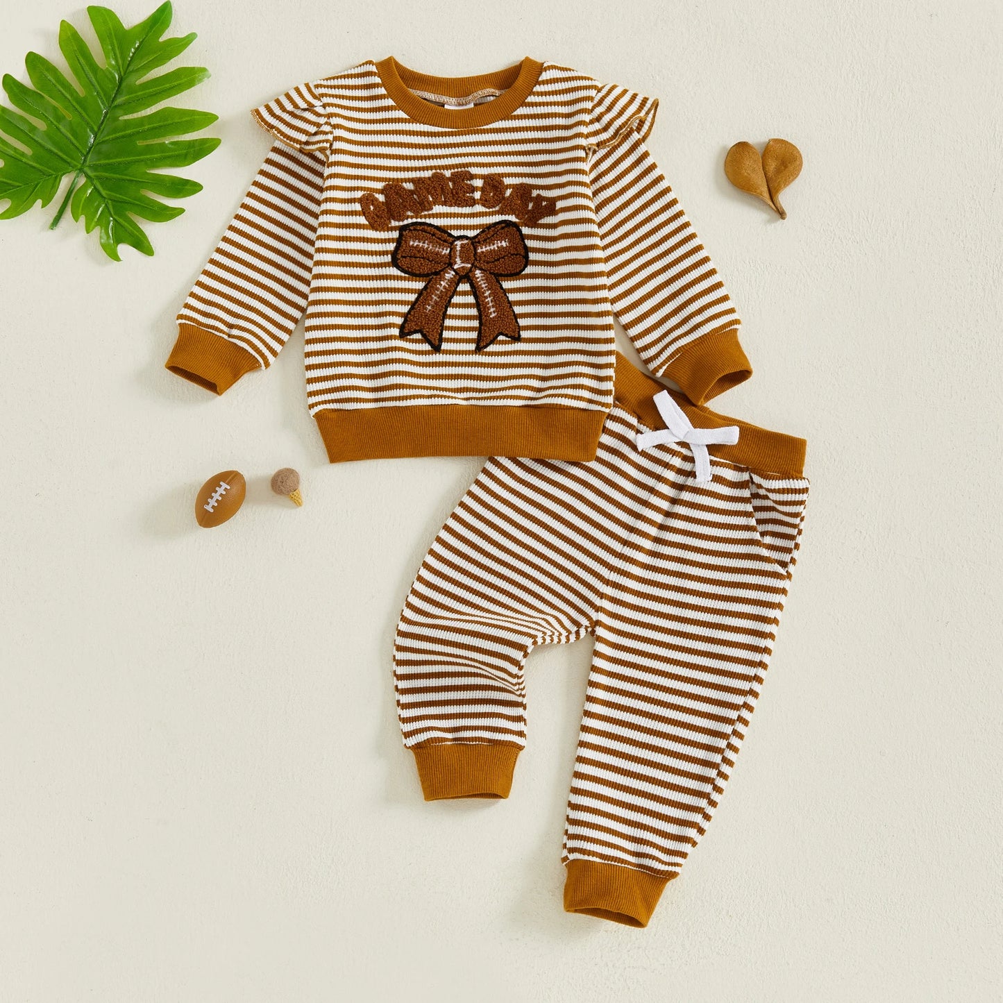 Toddler Girl Football Outfit - Game Day Sweatshirt and Pants Set for Fall