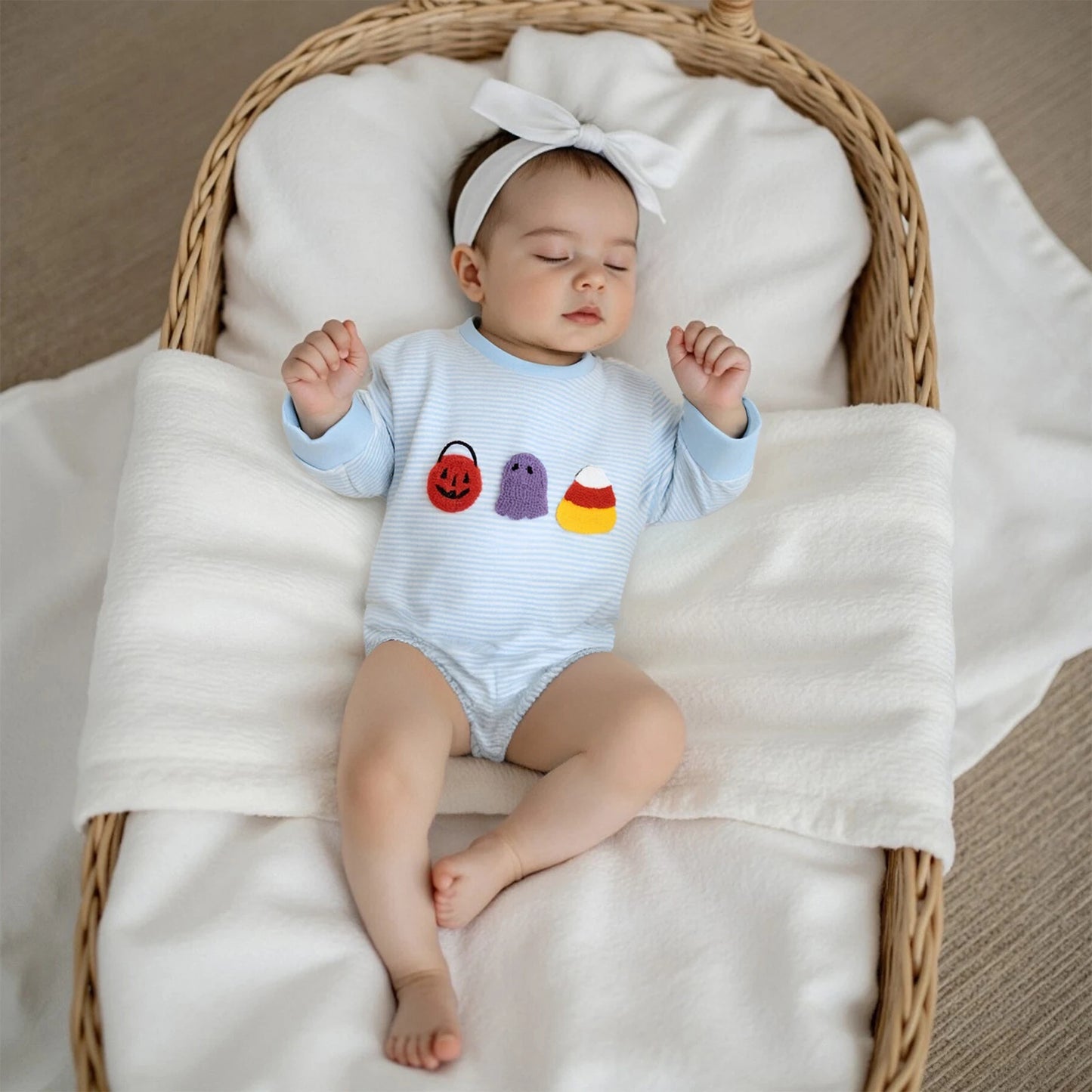 Baby Halloween Romper – Striped Fall Outfit – Infant Toddler Bodysuit