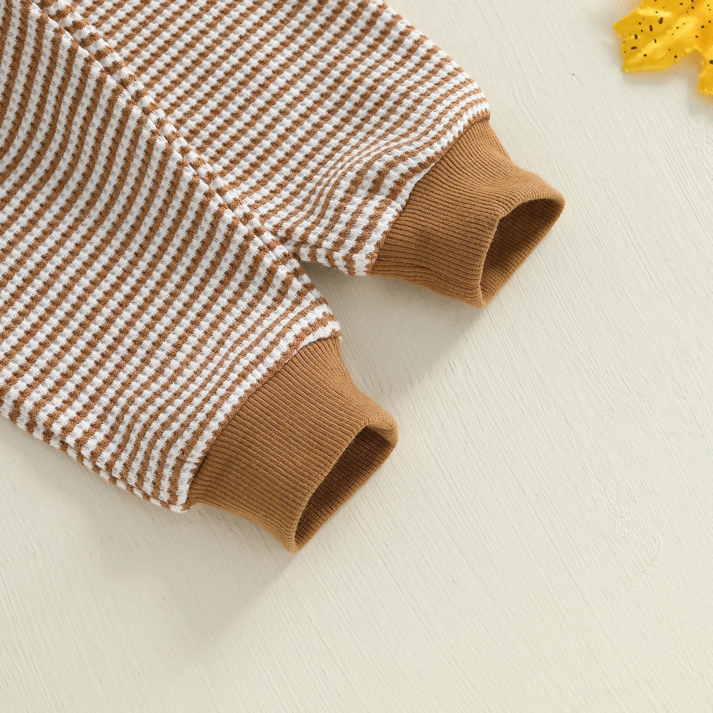 Baby Girl Thanksgiving Outfit Set – Turkey Embroidery Striped Long Sleeve Sweatshirt & Pants – Infant Toddler Fall Clothes