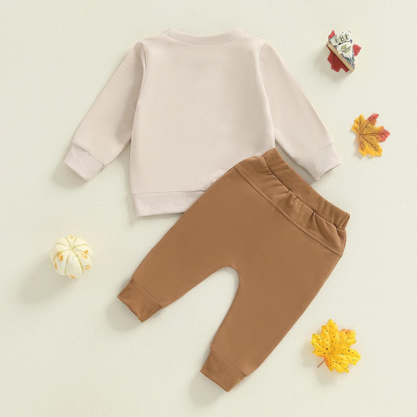Baby & Toddler Thanksgiving Outfit – Fall – Long Sleeve Top & Elastic Pants 2‑Piece Set