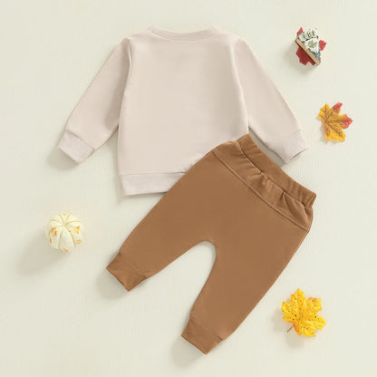 Baby & Toddler Thanksgiving Outfit – Fall – Long Sleeve Top & Elastic Pants 2‑Piece Set
