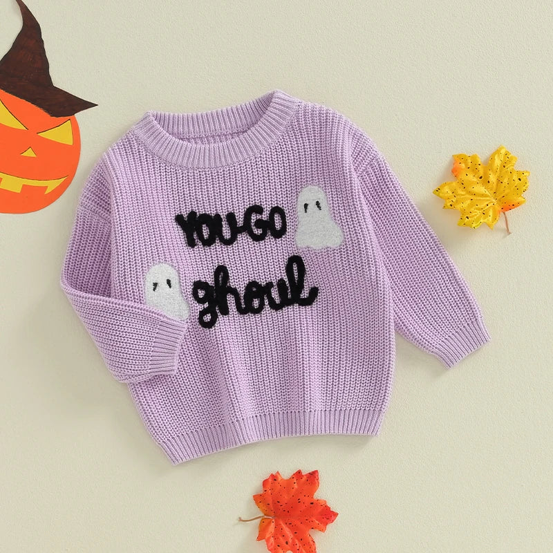 Baby Girl Halloween Knit Sweater – Fall/Winter – Warm Toddler Pullover