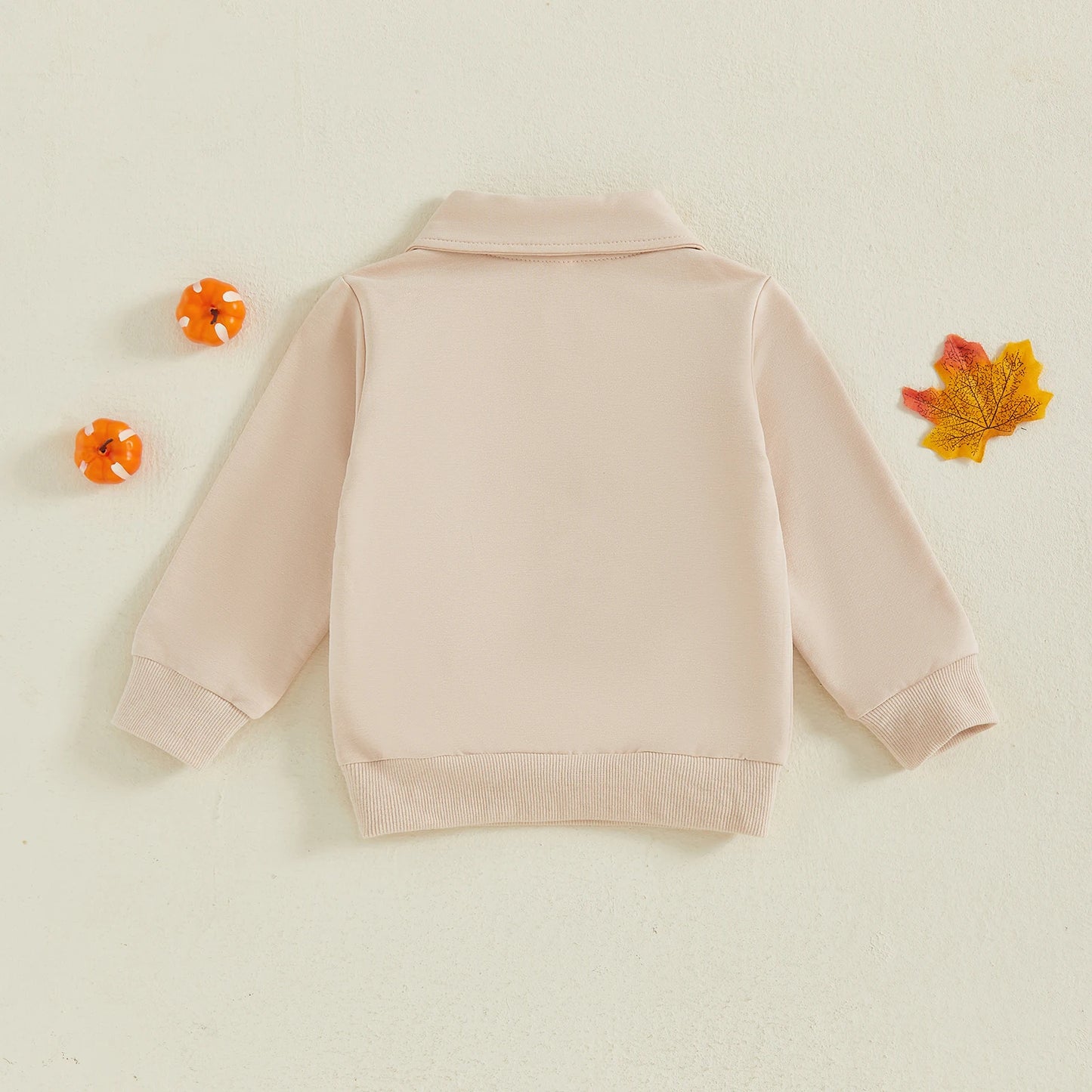 Toddler Baby Boy Pumpkin Lapel Sweatshirt – Halloween/Fall – Long Sleeve Pullover