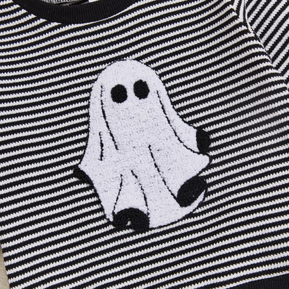 Baby Boy Ghost Striped Sweatshirt & Pants – Halloween