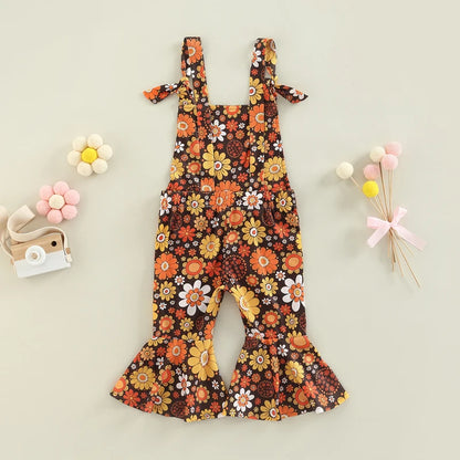 Toddler Baby Kid Girl Romper Sleeveless Off Shoulder Flower Print Loose Long Ruffle Romper