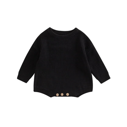 Gender Neutral Baby Toddler Knit Round Neck Long Sleeve Bodysuit