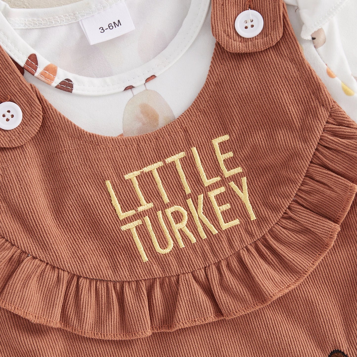 Baby Girl Thanksgiving Turkey Print Outfit – Fall/Autumn – Romper & Dress Set