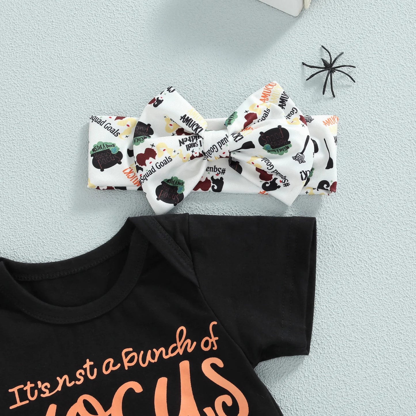 Baby Girl Hocus Pocus Halloween Short Set With Bow