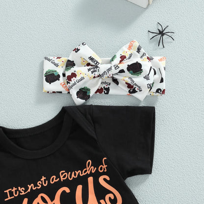 Baby Girl Hocus Pocus Halloween Short Set With Bow