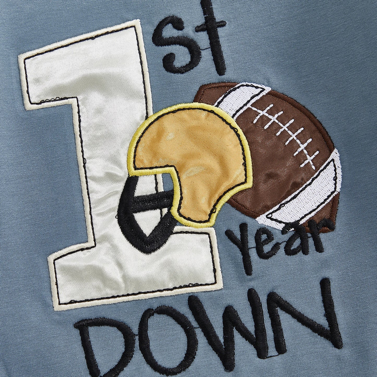 Baby Boy Football Romper – "1st Year Down" Long Sleeve Jumpsuit – Infant Toddler Outfit for Fall, Spring, Baby Shower Gifts