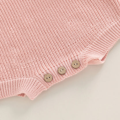 Gender Neutral Baby Toddler Knit Round Neck Long Sleeve Bodysuit