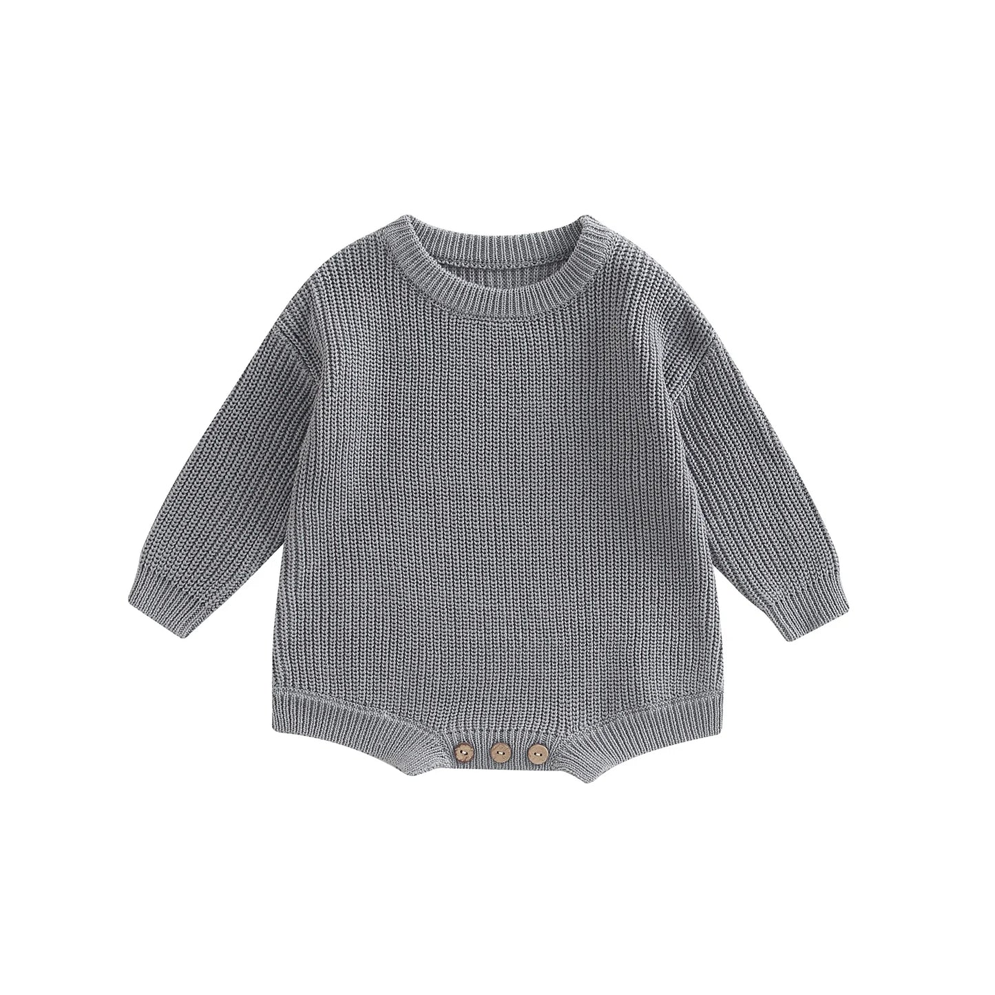 Gender Neutral Baby Toddler Knit Round Neck Long Sleeve Bodysuit