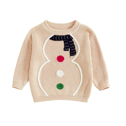 Baby Christmas Snowman Knit Sweater – Winter/Fall – Warm Pullover for Boys & Girls