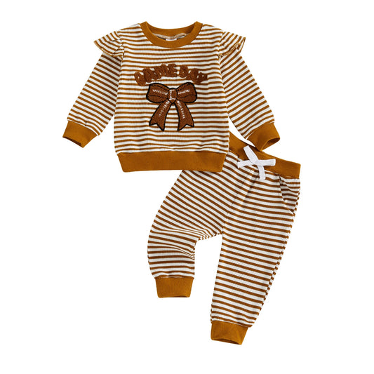 Toddler Girl Football Outfit - Game Day Sweatshirt and Pants Set for Fall