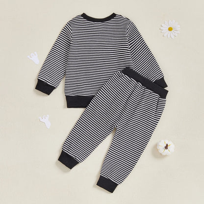 Baby Boy Ghost Striped Sweatshirt & Pants – Halloween