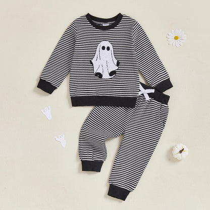 Baby Boy Ghost Striped Sweatshirt & Pants – Halloween