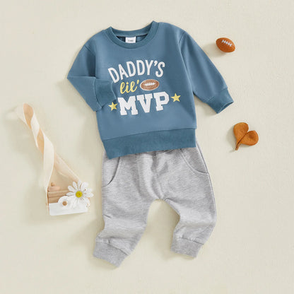 Baby Boy Football 2‑Piece Fall Outfit – Daddy’s Lil MVP