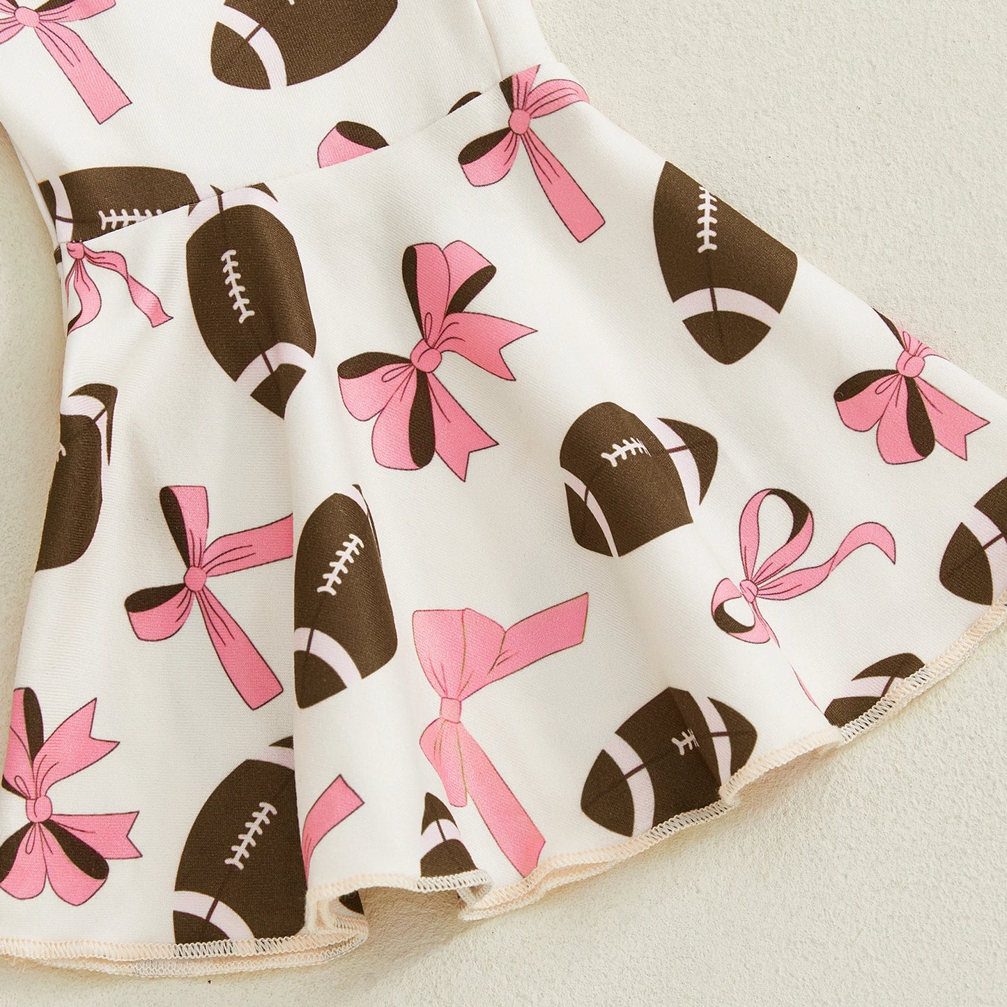 Baby Girl Football Print Romper & Flare Pants – Fall – Toddler Outfit Set