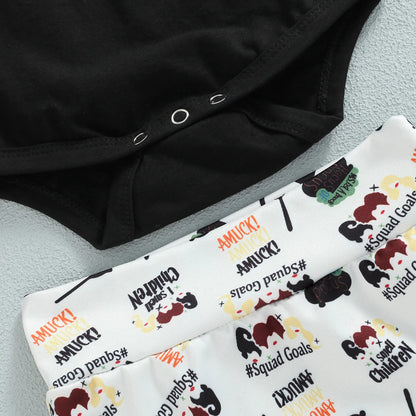 Baby Girl Hocus Pocus Halloween Short Set With Bow