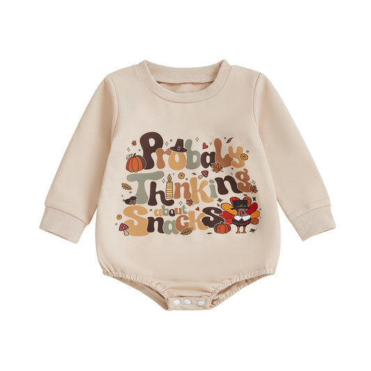 Baby Thanksgiving Letter Romper – Fall – Long Sleeve Bodysuit