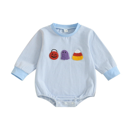 Baby Halloween Romper – Striped Fall Outfit – Infant Toddler Bodysuit