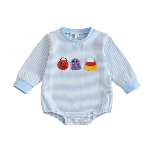 Baby Halloween Romper – Striped Fall Outfit – Infant Toddler Bodysuit