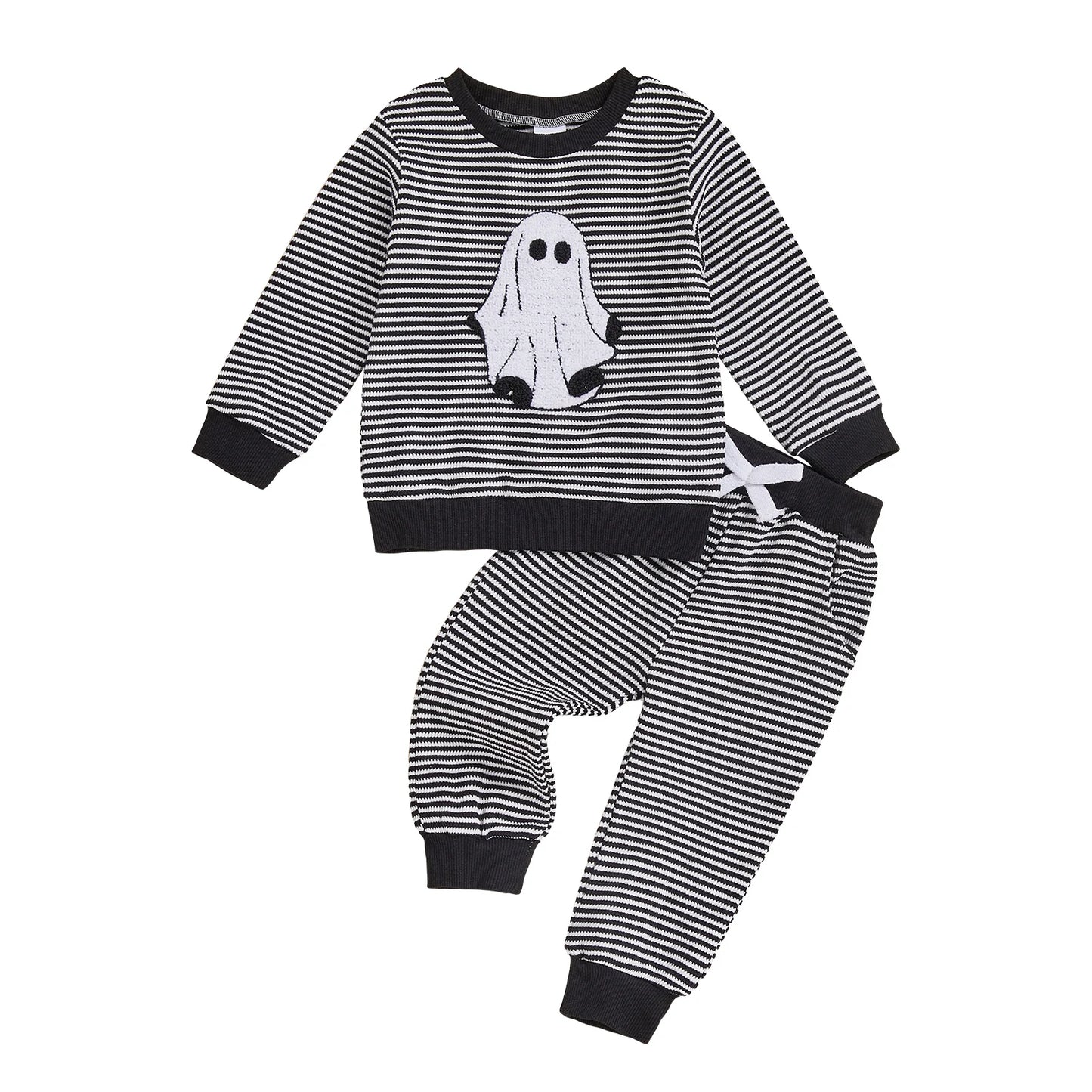 Baby Boy Ghost Striped Sweatshirt & Pants – Halloween