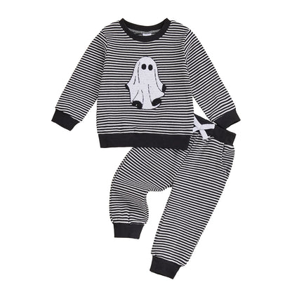 Baby Boy Ghost Striped Sweatshirt & Pants – Halloween