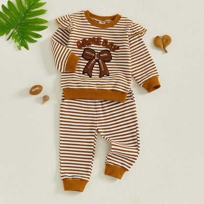 Toddler Girl Football Outfit - Game Day Sweatshirt and Pants Set for Fall