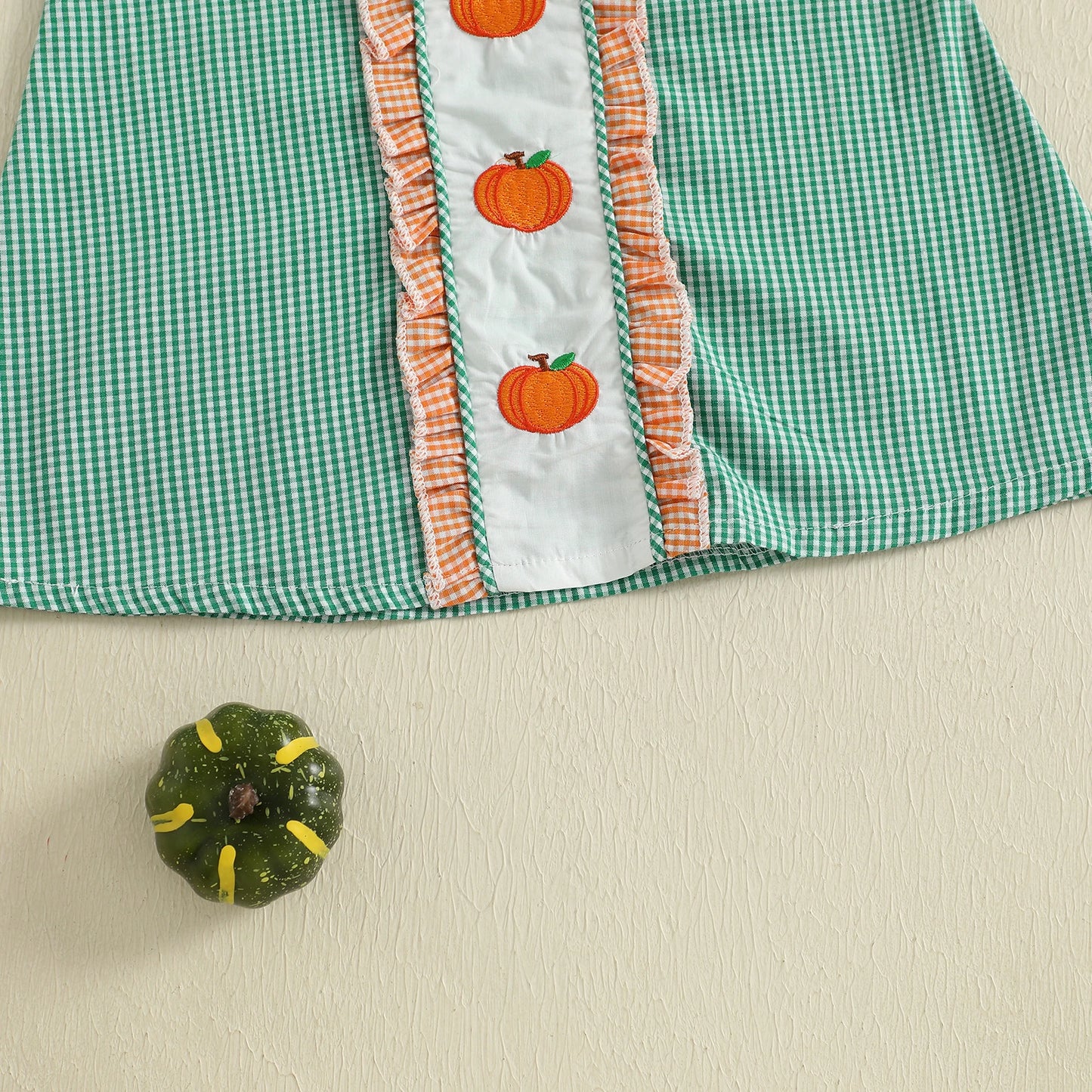 Baby Girl Pumpkin Plaid Dress – Autumn/Fall – Toddler Halloween Outfit